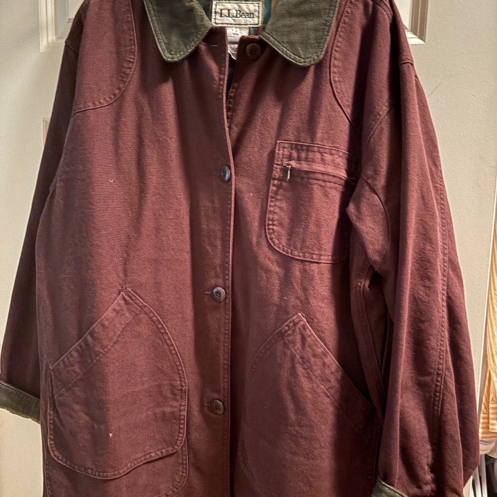 Vintage LL Bean Jacket Women’s Size LARGE Barn Field Chore Coat Flannel Lined